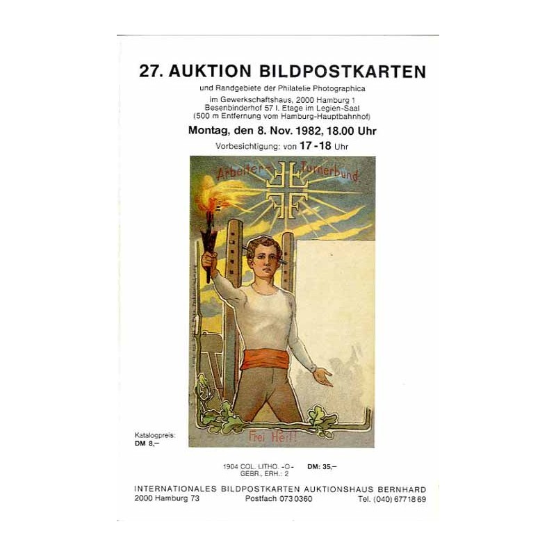 [Martin Bernhard] 27. Auktion Bildpostkarten und Randgebiete der Philatelie Photographica im Gewerkschaftshaus, 2000 Hamburg 1.