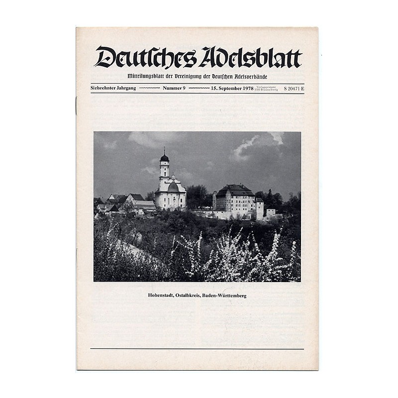 Deutsches Adelsblatt. 17. Jahrgang (1978). Nr 9 (15 IX 1978) [Hohenstadt, Ostalbkreis, Baden-Württemberg]