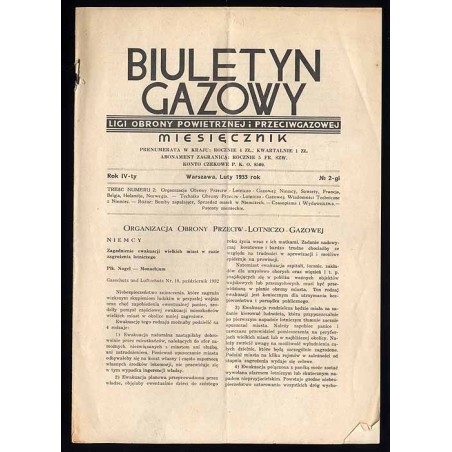 Biuletyn Gazowy. Miesięcznik Ligi Obrony Powietrznej i Przeciwgazowej. R.4 (1933)