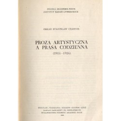 Proza artystyczna a prasa codzienna (1918-1926)