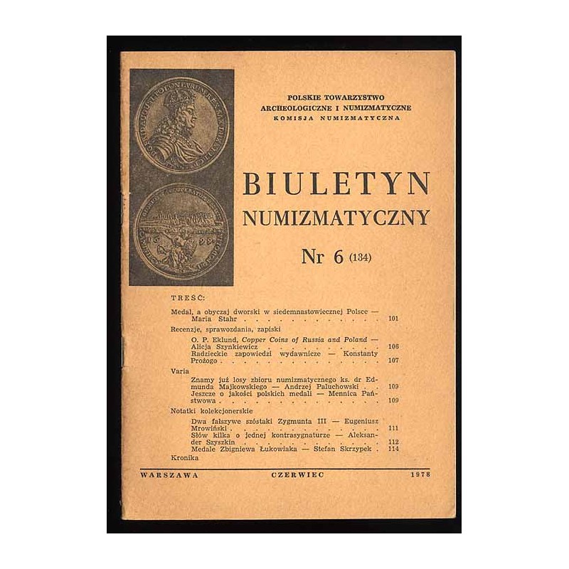 Biuletyn Numizmatyczny. 1978. Nr 6 (134) (VI 1978)