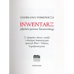 Stanisława Tomkowicza Inwentarz zabytków powiatu limanowskiego