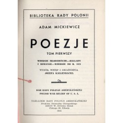 Poezje. T.1: Wiersze młodzieńcze. Ballady i Romanse. Wiersze do r. 1824