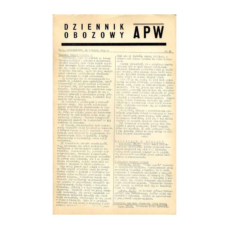 Dziennik Obozowy APW. 1944. Nr 69 (24 kwietnia 1944)