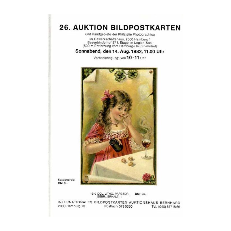 [Martin Bernhard] 26. Auktion Bildpostkarten und Randgebiete der Philatelie Photographica im Gewerkschaftshaus, 2000 Hamburg 1.