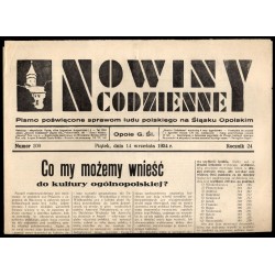 Nowiny Codzienne. Pismo poświęcone sprawom ludu polskiego na Śląsku Opolskim. R.24 (1934). Nr 209 (14 września 1934)