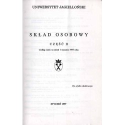 Uniwersytet Jagieloński. Skład osobowy. Cz.2. według stanu na dzień 1 stycznia 1997 roku. Do użytku służbowego