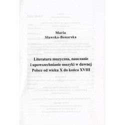 Literatura muzyczna, nauczanie i upowszechnianie muzyki w dawnej Polsce od wieku X do końca XVIII