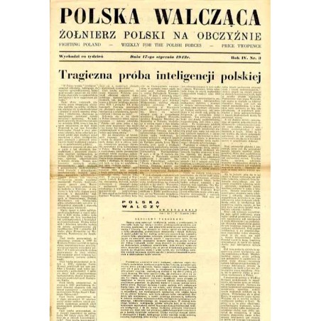 Polska Walcząca - Żołnierz polski na obczyźnie. Fighting Poland. Weekly for the Polish Forces. R.4 (1942). Nr 3 (17 stycznia 194