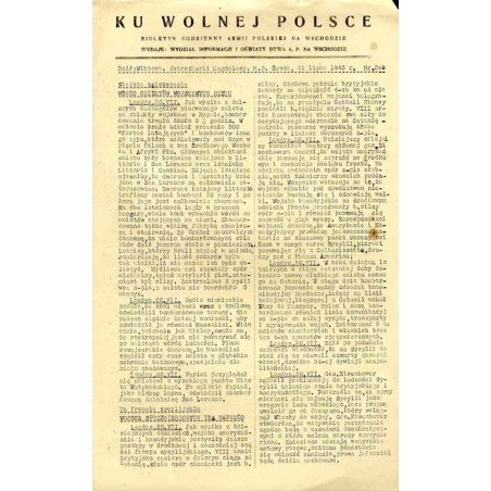 Ku Wolnej Polsce. Biuletyn codzienny Armii Polskiej na Wschodzie. (1943). Nr 309 (21 lipca 1943)