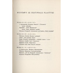 III Festiwal Plastyki. Katalog 18.VI.-10.IX.1950