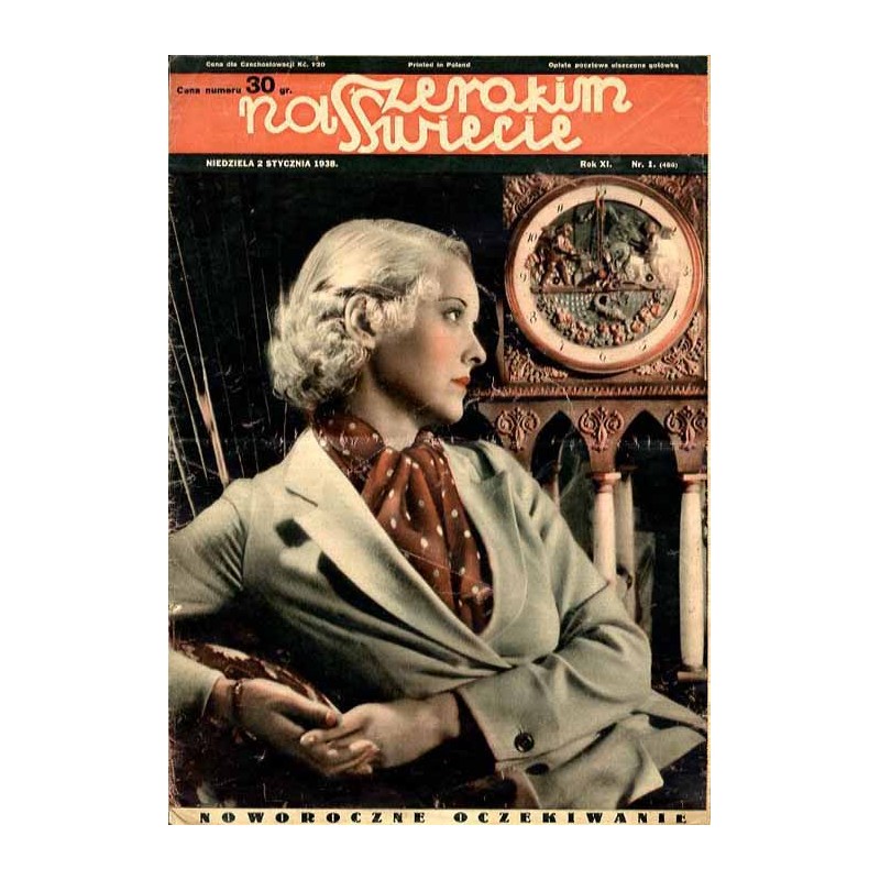 Na Szerokim Świecie. R.11 (1938). Nr 1 (486) (2 stycznia 1938) / reklamowy fotomontaż Z radością witamy nową 41ą Loterię