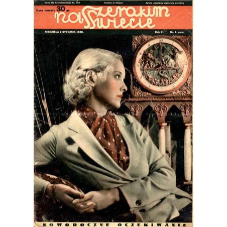 Na Szerokim Świecie. R.11 (1938). Nr 1 (486) (2 stycznia 1938) / reklamowy fotomontaż Z radością witamy nową 41ą Loterię