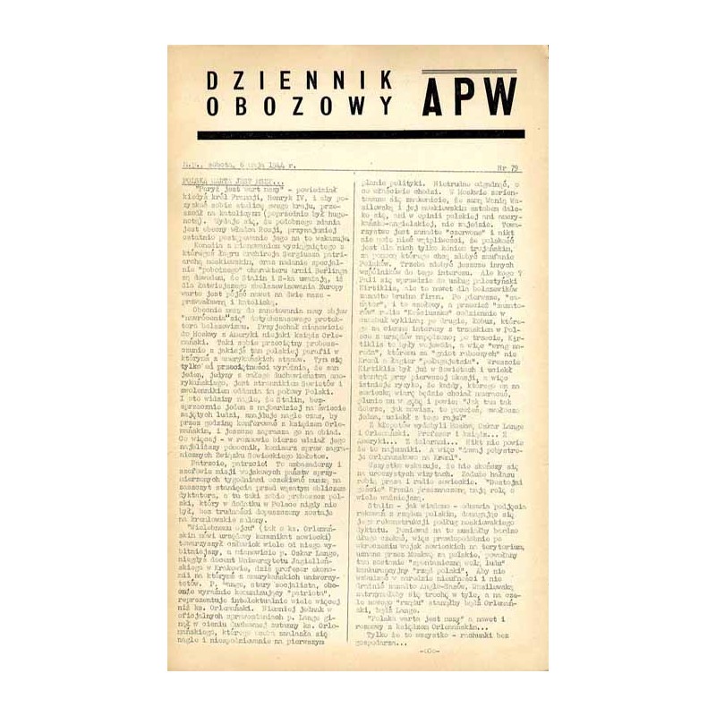 Dziennik Obozowy APW. 1944. Nr 79 (6 maja 1944)