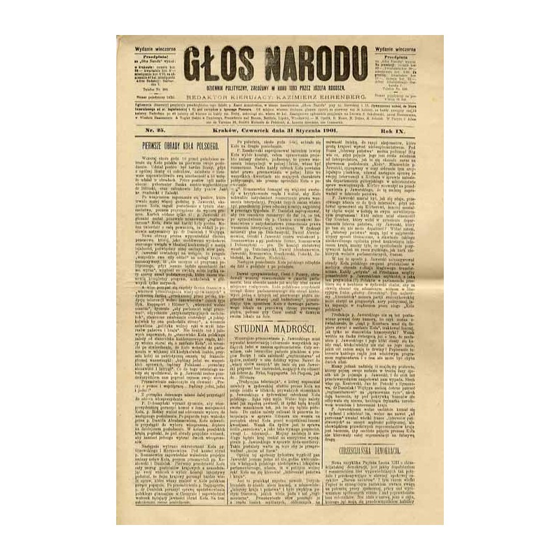 Głos Narodu. R.9 (1901). Nr 25 (31 stycznia 1901). Wydanie wieczorne
