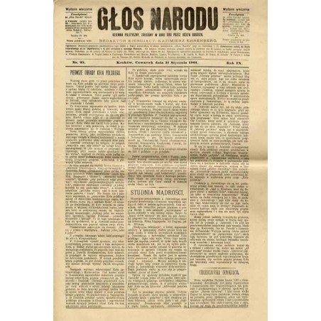 Głos Narodu. R.9 (1901). Nr 25 (31 stycznia 1901). Wydanie wieczorne