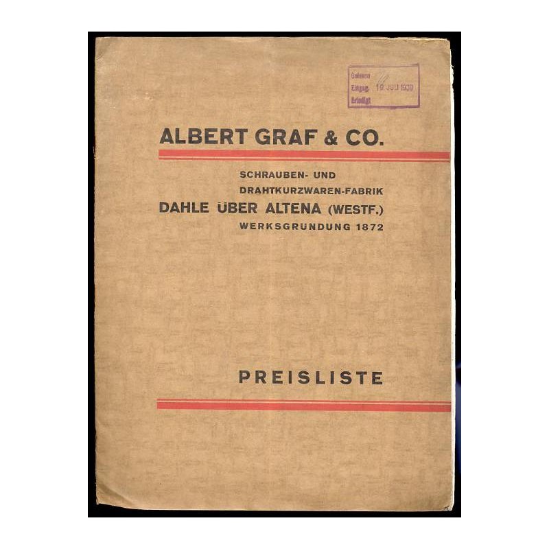 Albert Graf & Co. Dahle über Altena (Westf.). Schrauben- und Drahtkurzwaren-Fabrik. Preisliste