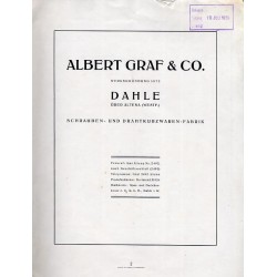 Albert Graf & Co. Dahle über Altena (Westf.). Schrauben- und Drahtkurzwaren-Fabrik. Preisliste