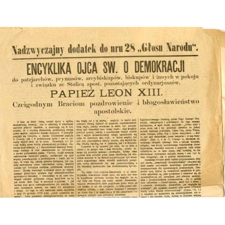 Encyklika Ojca Św. o demokracji do patrjarchów, prymasów, arcybiskupów, biskupów i innych w pokoju i związku ze Stolicą apost. p