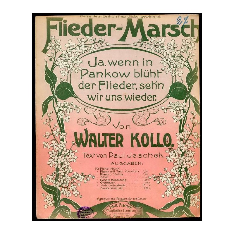 Flieder-Marsch. Ja, wenn in Pankow blüht der Flieder, sehn wir uns wieder
