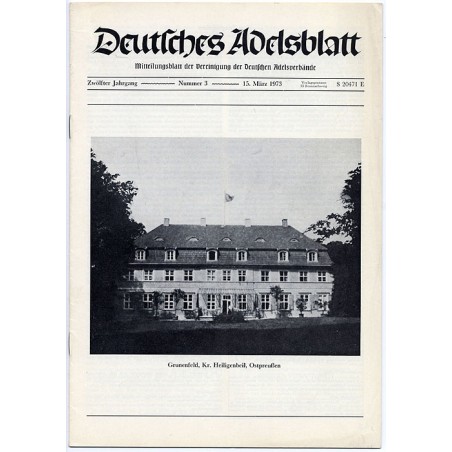 Deutsches Adelsblatt. 12. Jahrgang (1973). Nr 3 (15 III 1973) [Grunenfeld, Kr. Heiligenbeil, Ostpreußen] [Gronówko]