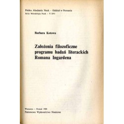 Założenia filozoficzne programu badań literackich Romana Ingardena