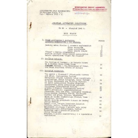 Przegląd Literatury Politycznej. R. 3 (1943). Nr 28 (sierpień 1943)