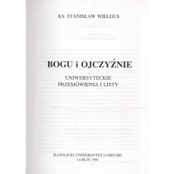 Bogu i Ojczyźnie. Uniwersyteckie przemówienia i listy