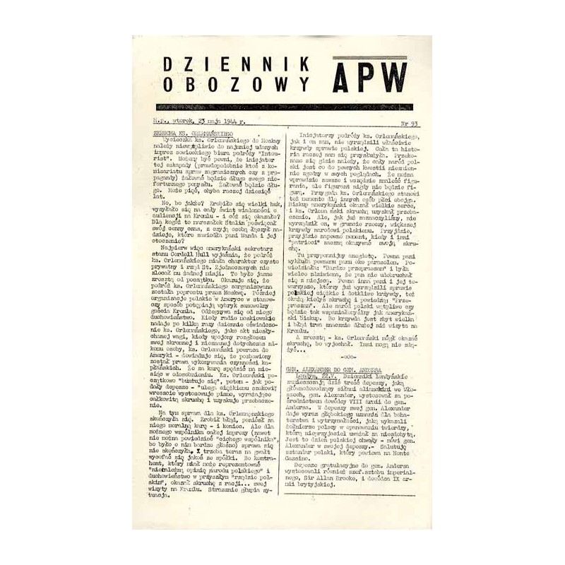 Dziennik Obozowy APW. 1944. Nr 93 (23 maja 1944)