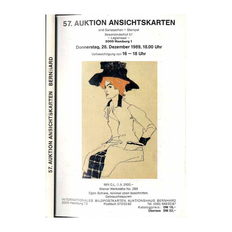 [Martin Bernhard] 57. Auktion Ansichtskarten und Ganzsachen - Stempel. Besenbinderhof 57, Legiensaal, 2000 Hamburg 1. Donnerstag