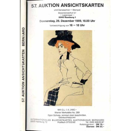 [Martin Bernhard] 57. Auktion Ansichtskarten und Ganzsachen - Stempel. Besenbinderhof 57, Legiensaal, 2000 Hamburg 1. Donnerstag