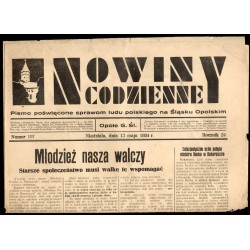 Nowiny Codzienne. Pismo poświęcone sprawom ludu polskiego na Śląsku Opolskim. R.24 (1934). Nr 107 (13 maja 1934)