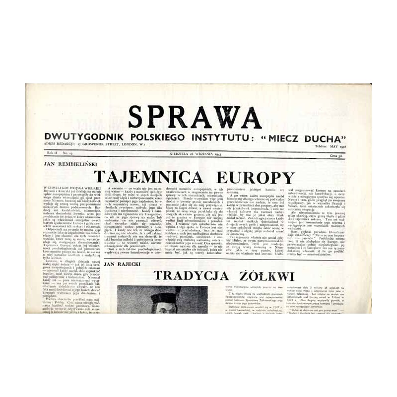 Sprawa. Dwutygodnik Polskiego Instytutu: "Miecz Ducha"  The Common Cause. Fortnightly of the Polish Section of the "Sword of th
