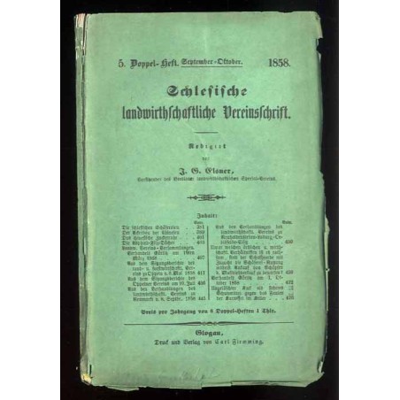 Schlesische Landwirthschaftliche Vereinsschrift. [4. Jahrgang 1858]. 5.Doppel-Heft (IX-X 1858)