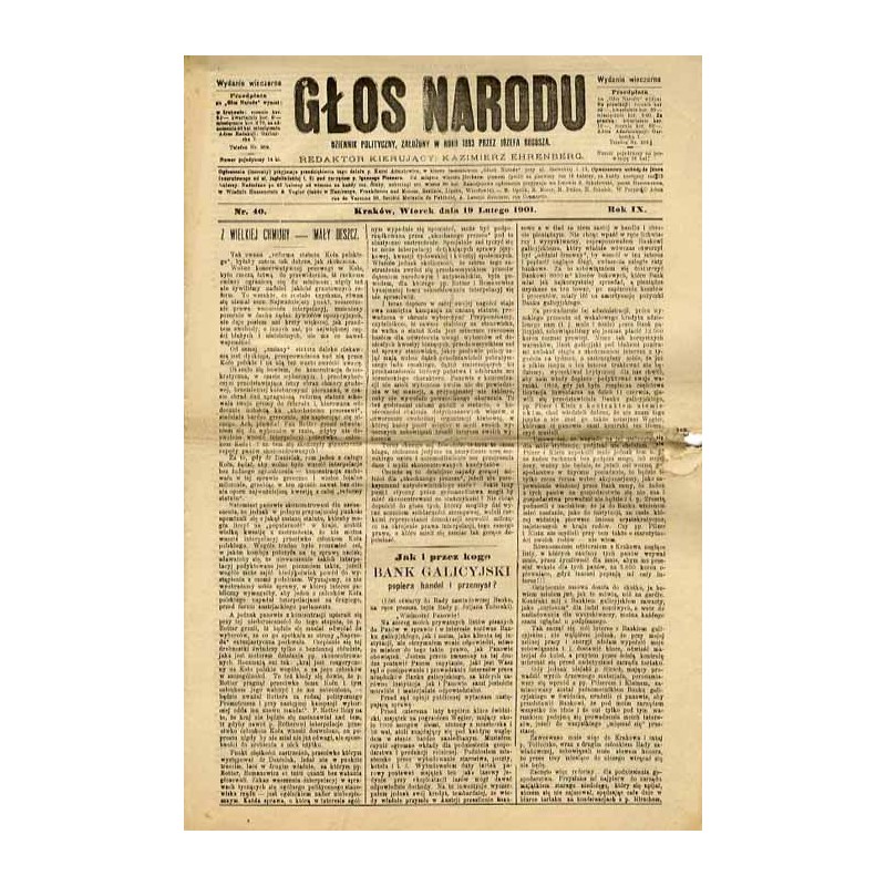 Głos Narodu. R.9 (1901). Nr 40 (19 lutego 1901). Wydanie wieczorne