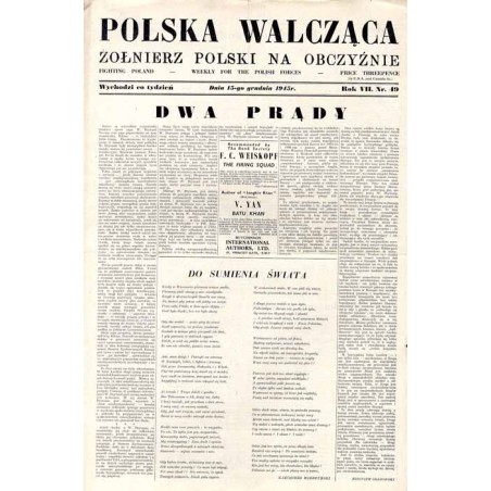 Polska Walcząca - Żołnierz Polski na Obczyźnie. Fighting Poland. Weekly for the Polish Forces. R.7 (1945). Nr 49 (15 grudnia 194