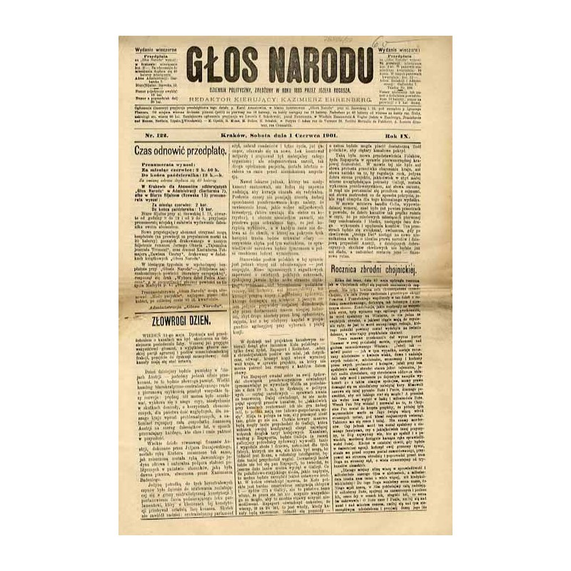Głos Narodu. R.9 (1901). Nr 122 (1 czerwca 1901). Wydanie wieczorne