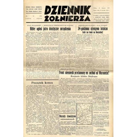 Dziennik Żołnierza. Polska prasa obozowa. Pismo żołnierzy 1. Korpusu Pancerno Mot. R.4 (1943). Nr 23 (758) (29 stycznia 1943)