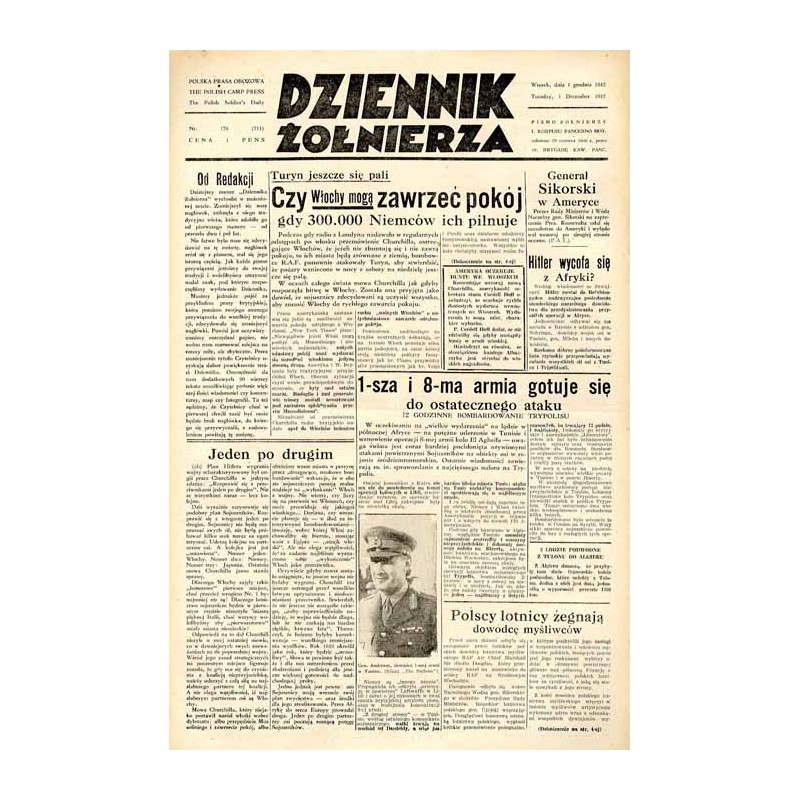 Dziennik Żołnierza. [...] Pismo żołnierzy I. Korpusu Panc.-Motorowego. R.3 (1942). Nr 178 (711) (1 grudnia 1942)