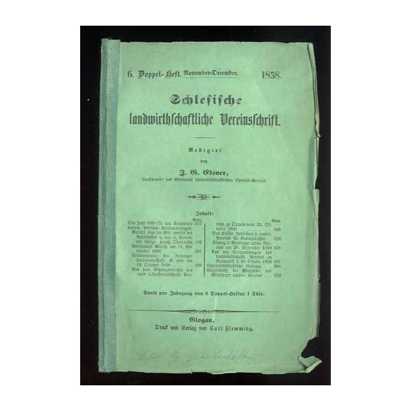Schlesische Landwirthschaftliche Vereinsschrift. [4. Jahrgang 1858]. 6.Doppel-Heft (XI-XII 1858)