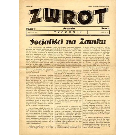 Zwrot. Prawo, prawda, praca. Tygodnik. R.1 (1937). Nr 16 (21 listopada 1937)