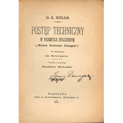 Postęp techniczny w przemyśle spółczesnym. ("Recent economic changes") w streszczeniu M. Schippla