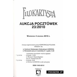 Filokartysta. 23 Aukcja Pocztówek. Warszawa 4 grudnia 2010 r
