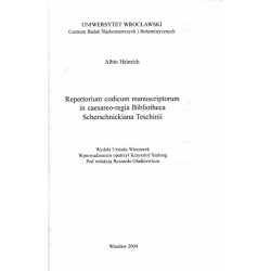 Repertorium codicum manuscriptorum in caesareo-regia Bibliotheca Scherschnickiana Teschinii