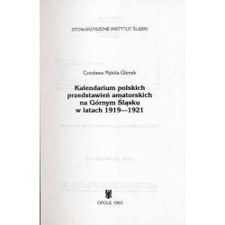 Kalendarium polskich przedstawień amatorskich na Górnym Śląsku w latach 1919-1921
