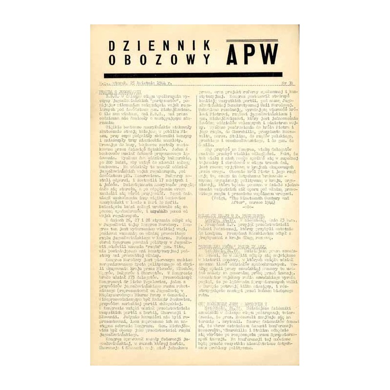 Dziennik Obozowy APW. 1944. Nr 70 (25 kwietnia 1944)
