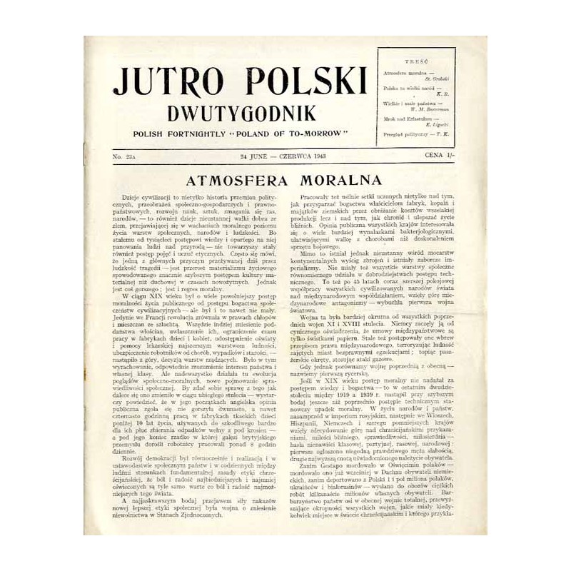 Jutro Polski. Dwutygodnik. [R.2] (1943). Nr 23A (24 czerwca 1943)