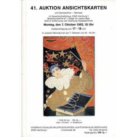 [Martin Bernhard] 41. Auktion Ansichtskarten und Ganzsachen  Stempel im Gewerkschaftshaus, 2000 Hamburg 1. Montag, den 7. Oktobe