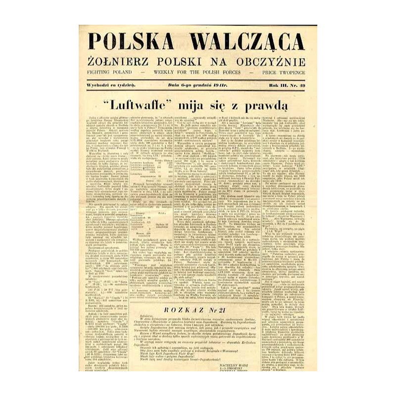 Polska Walcząca - Żołnierz polski na obczyźnie. Fighting Poland. Weekly for the Polish Forces. R.3 (1941). Nr 49 (6 grudnia 1941