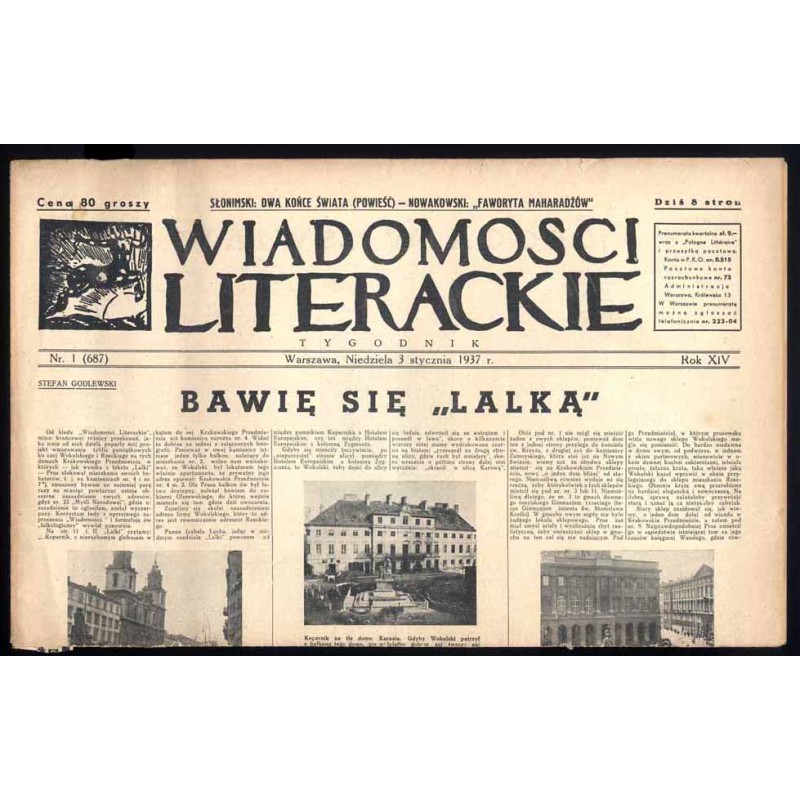 Wiadomości Literackie. Tygodnik. R.14 (1937). Nr 1 (687) (3 stycznia 1937)